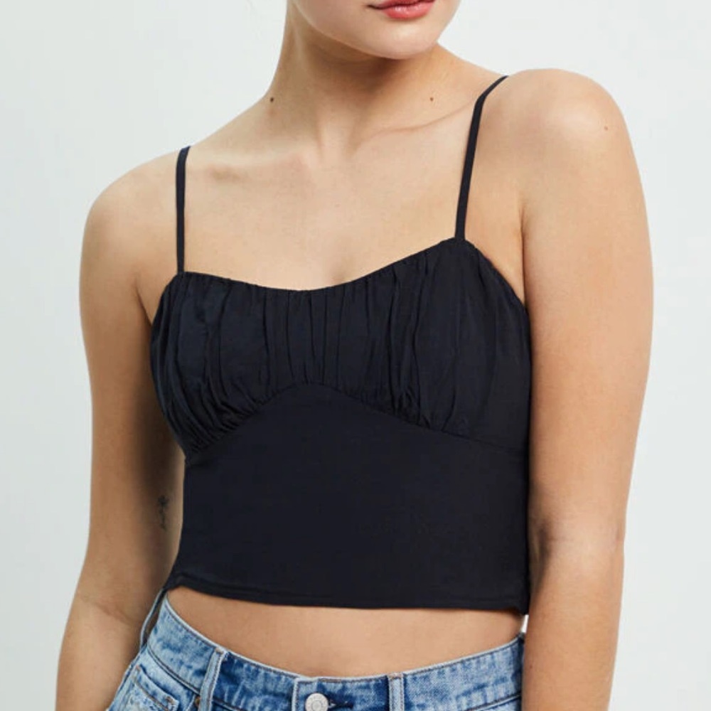 PACSUN LA HEARTS Black Ruched Bustier Tank Top